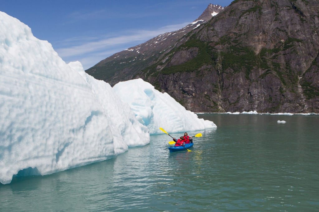 Kayaking near tidewater ice — luxury cruise shore experience